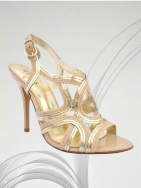 GUESS Beige & Gold Strappy High Heel Sandals!!!  Size 7